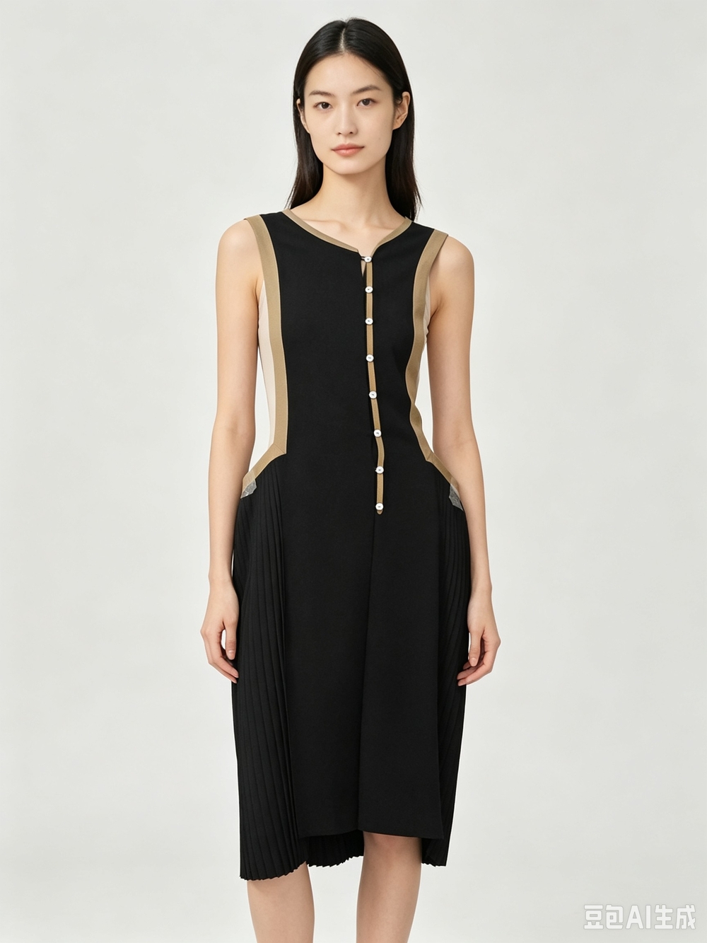 Dries Van Noten Black Pleated Midi Dress - Picture 3 of 8